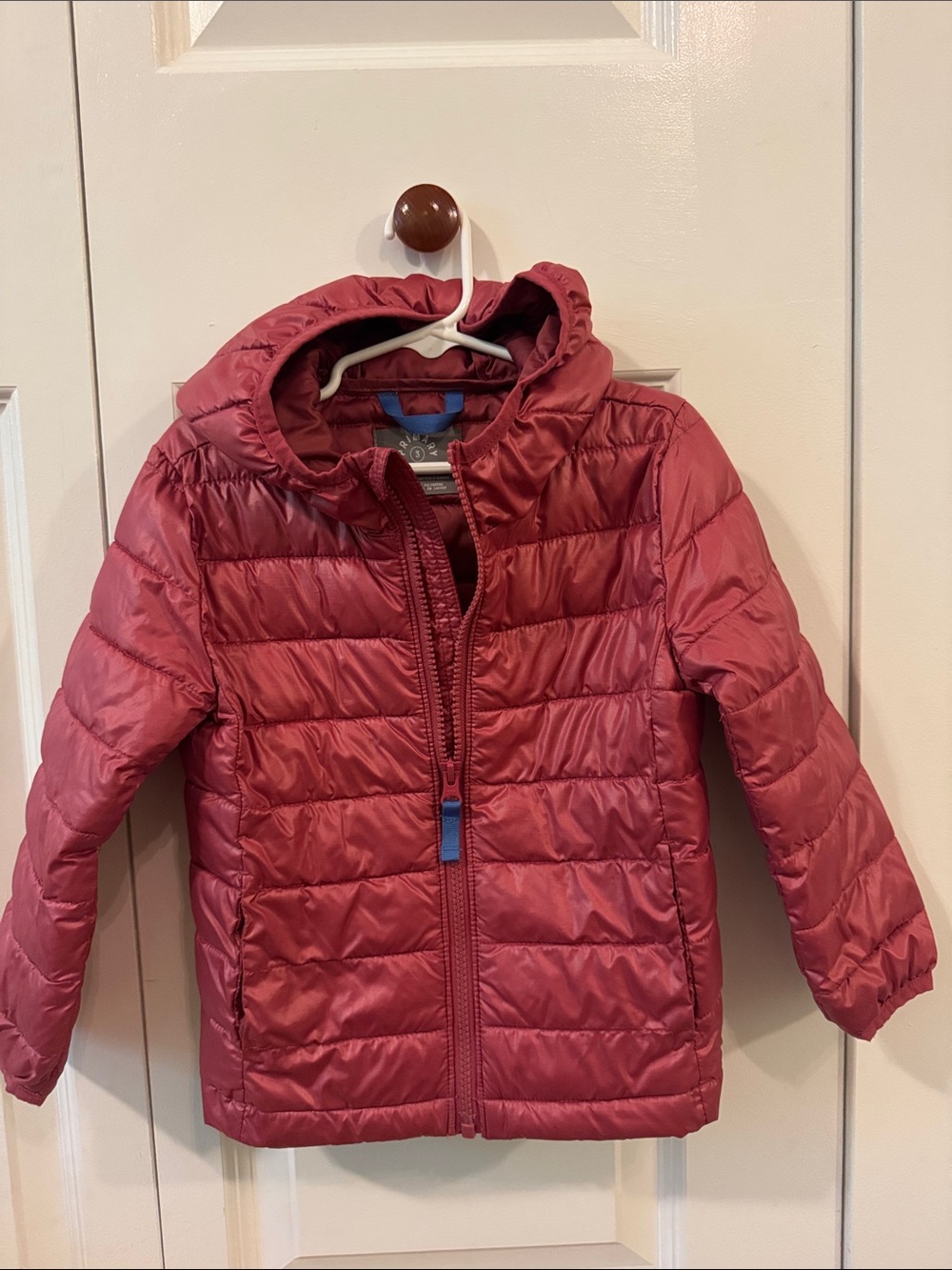 Primary Kids Hooded Puffer Jacket - Rose Red